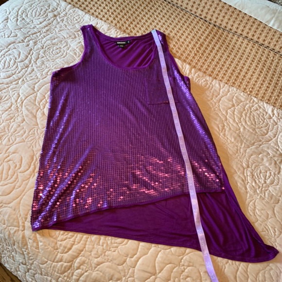 DKNY Tank Top Asymmetrical  with Sequins size M 100% Modal - Picture 6 of 7